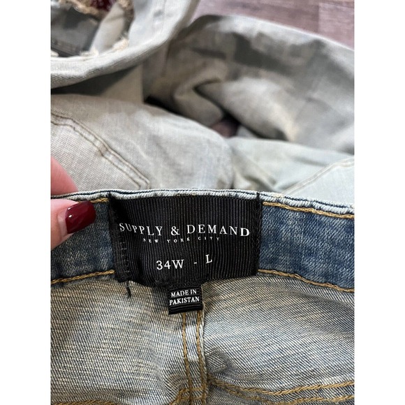 Supply an Demand Mens Jeans Size 34 Light Wash Distressed O5 - Picture 3 of 8